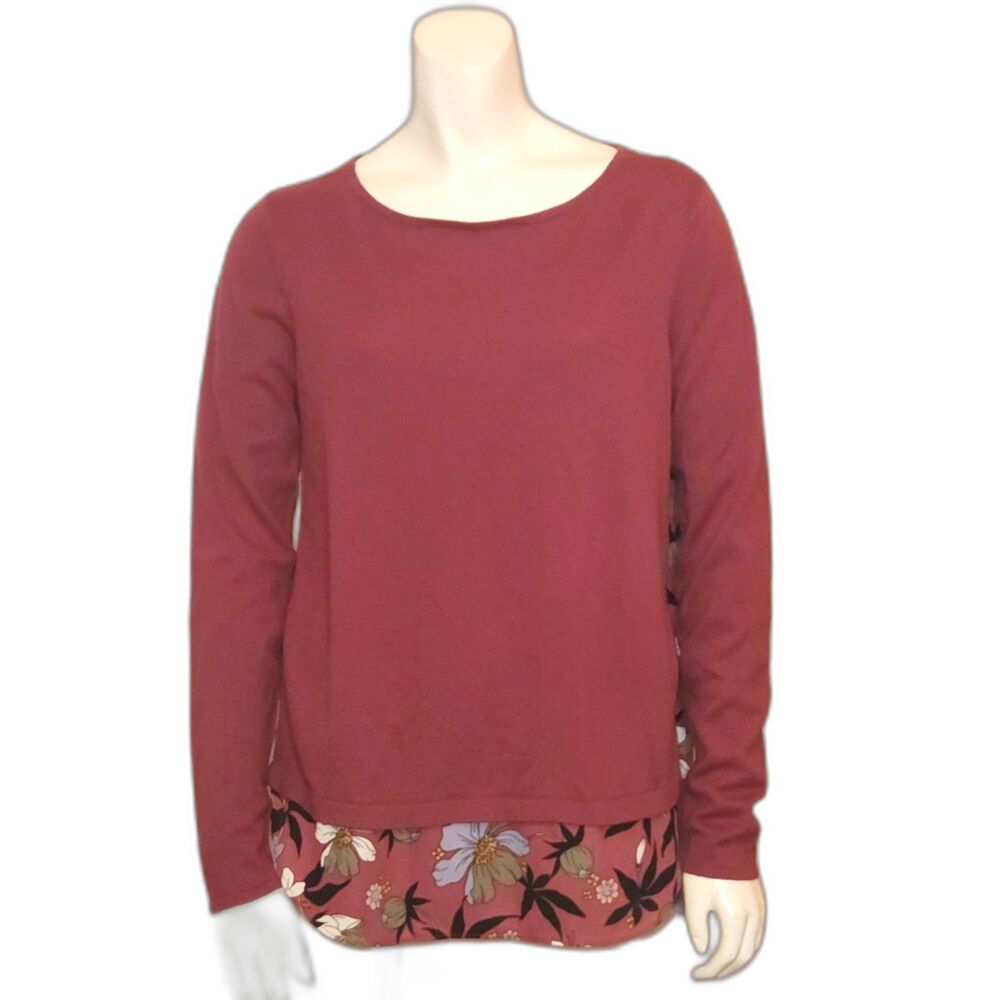 LOFT Outlet Long Sleeve Shirttail Sweater With Floral Back Womens Size Small